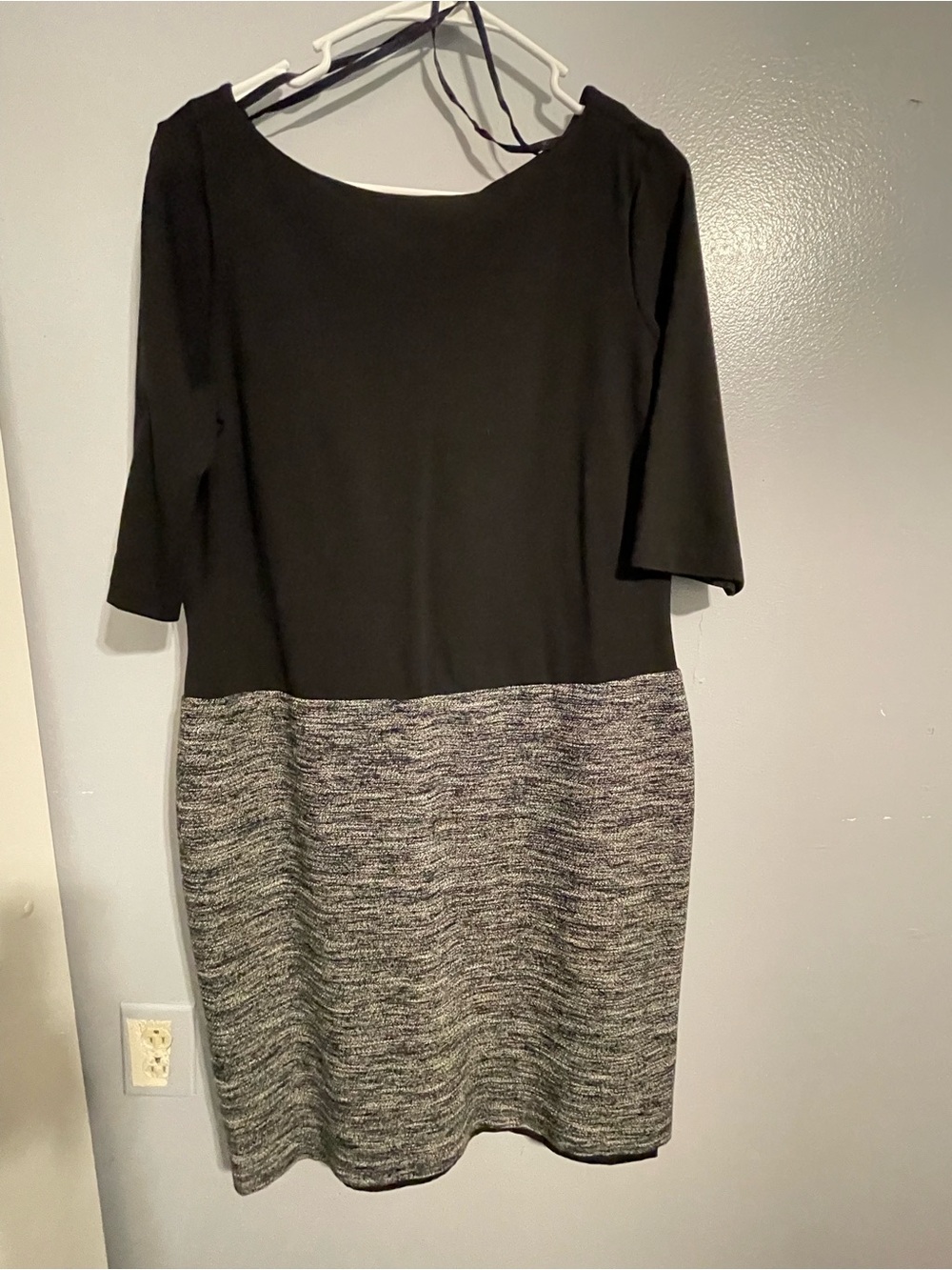 Talbots Black and Gray Two-Tone Midi Shift Dress